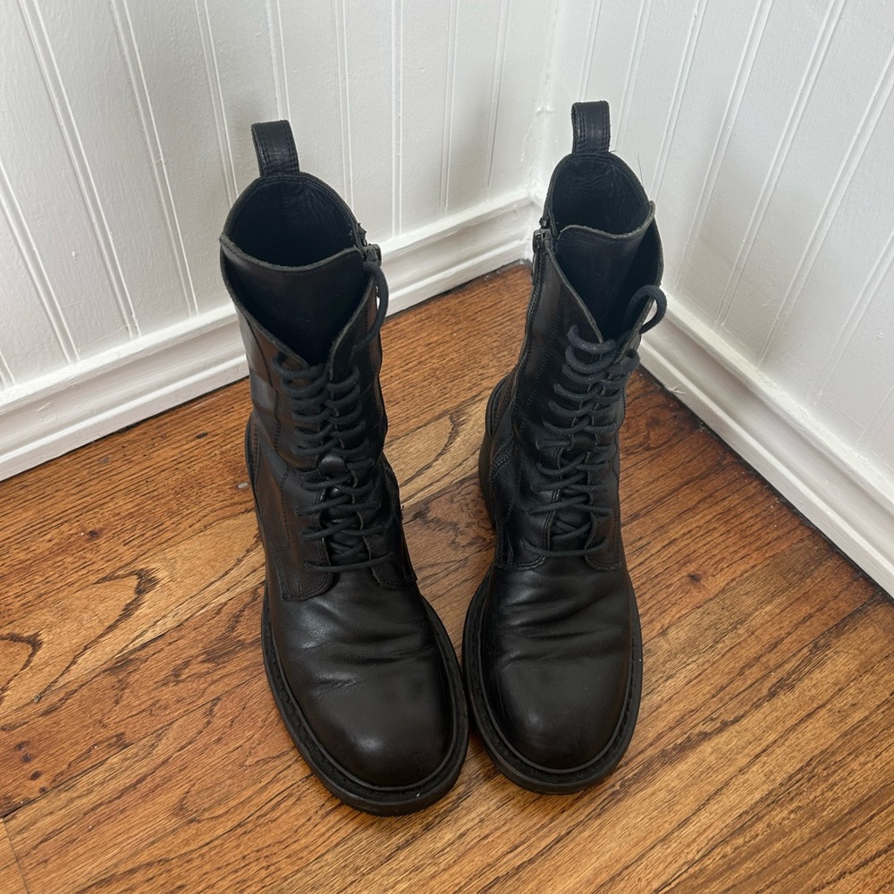 Ann Demeulemeester black leather lace-up boots